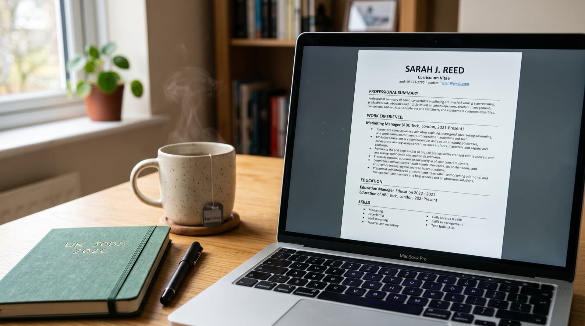 Professional reviewing a CV at a desk